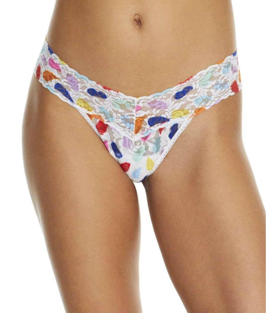 Hanky Panky Panties * | Playful Signature Lace Low Rise Thong Sales Hanky Panky White Multi