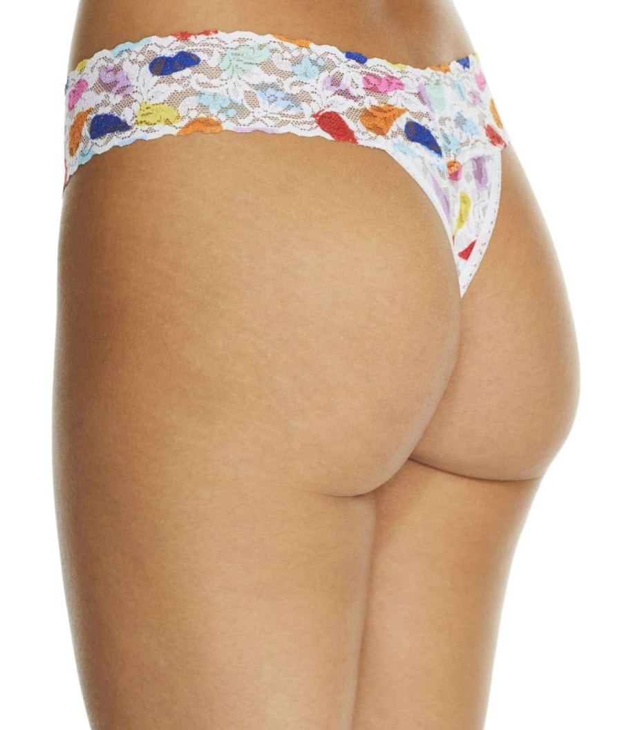 Hanky Panky Panties * | Playful Signature Lace Low Rise Thong Sales Hanky Panky White Multi