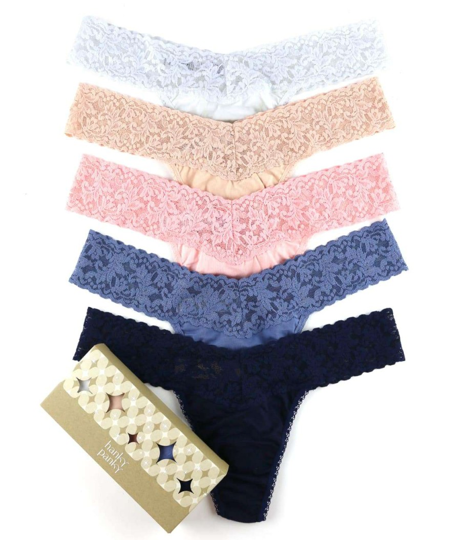 Hanky Panky Panties * | Supima Cotton Low Rise Thong 5-Pack Online Hanky Panky Assorted Neutrals