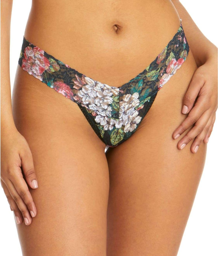 Hanky Panky Panties * | Baroque Blooms Low Rise Thong Cheap Hanky Panky Black Multi