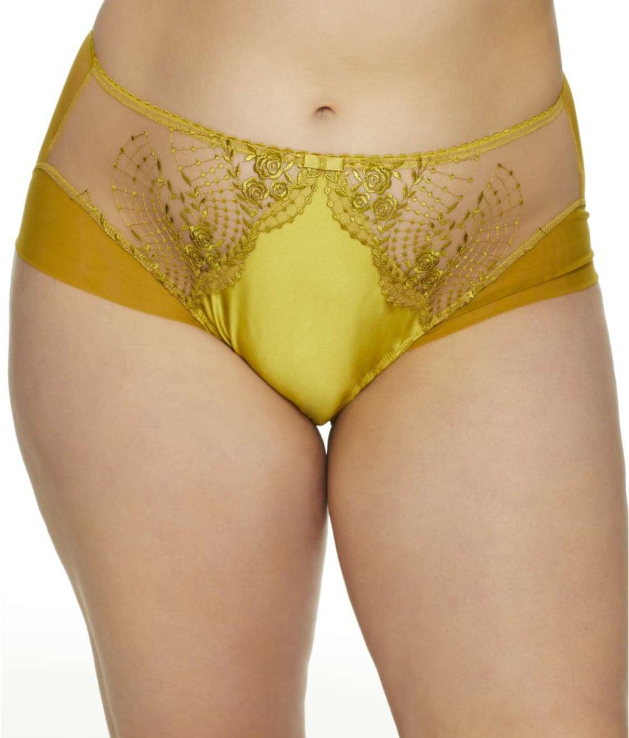 Panties * | Plus Size Julies Roses High Waist Brief Online Dita Von Teese Chartreuse