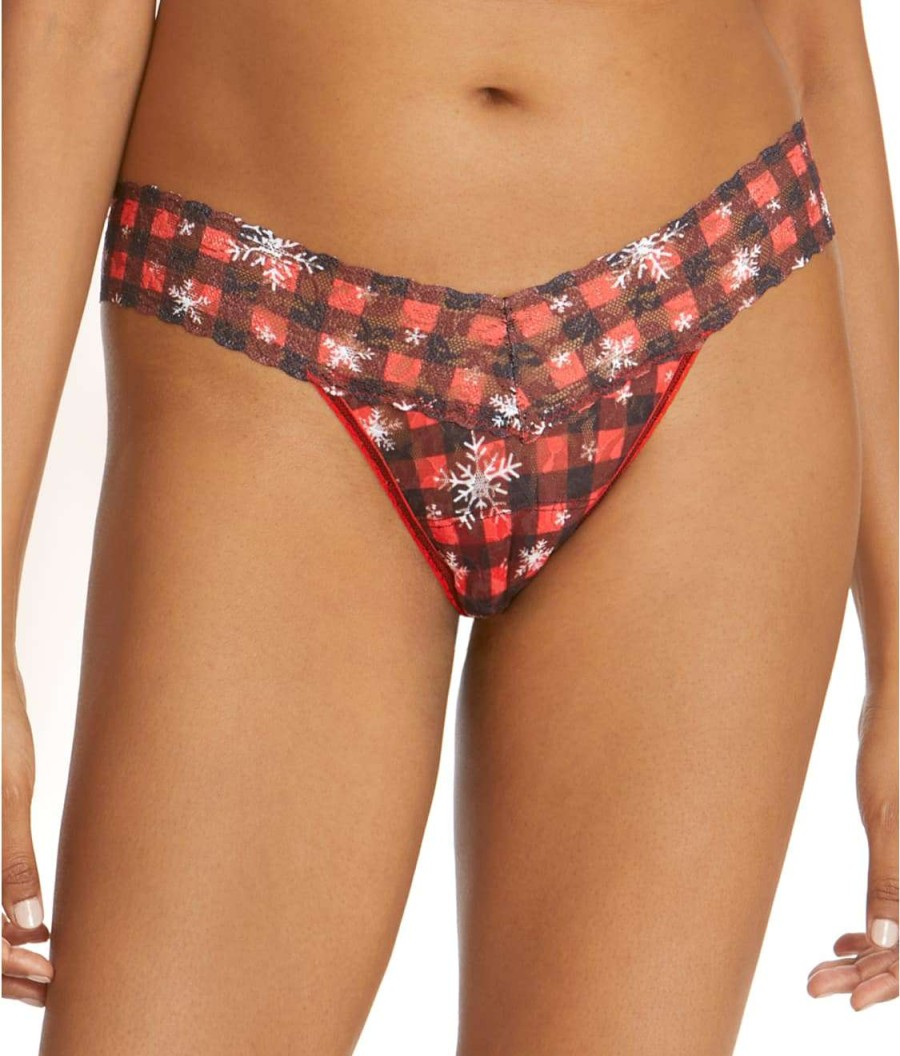 Hanky Panky Panties * | Home For The Holidays Low Rise Lace Thong Online Hanky Panky Red Multi