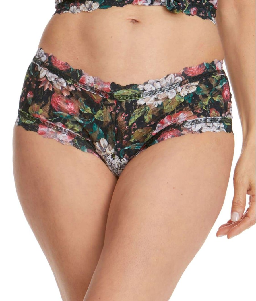 Hanky Panky Panties * | Baroque Blooms Boyshort Online Hanky Panky Black Multi