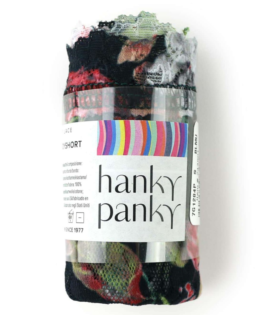 Hanky Panky Panties * | Baroque Blooms Boyshort Online Hanky Panky Black Multi