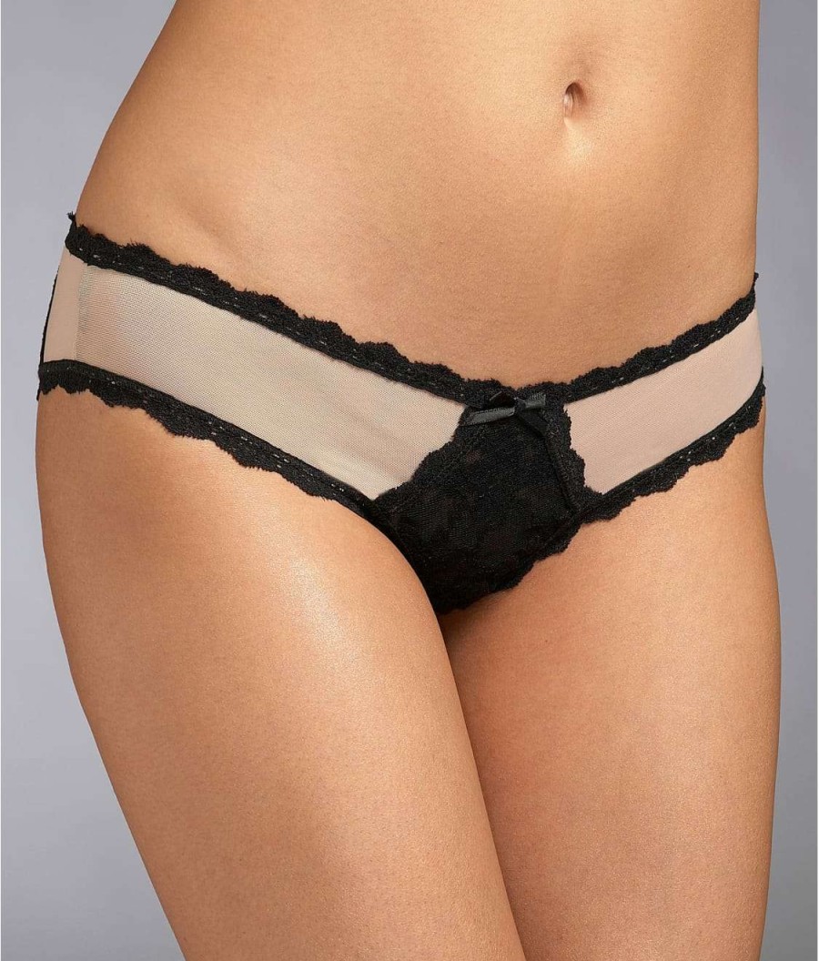 Hanky Panky Panties * | After Midnight Crotchless Bikini Cheap Hanky Panky Mocha / Black