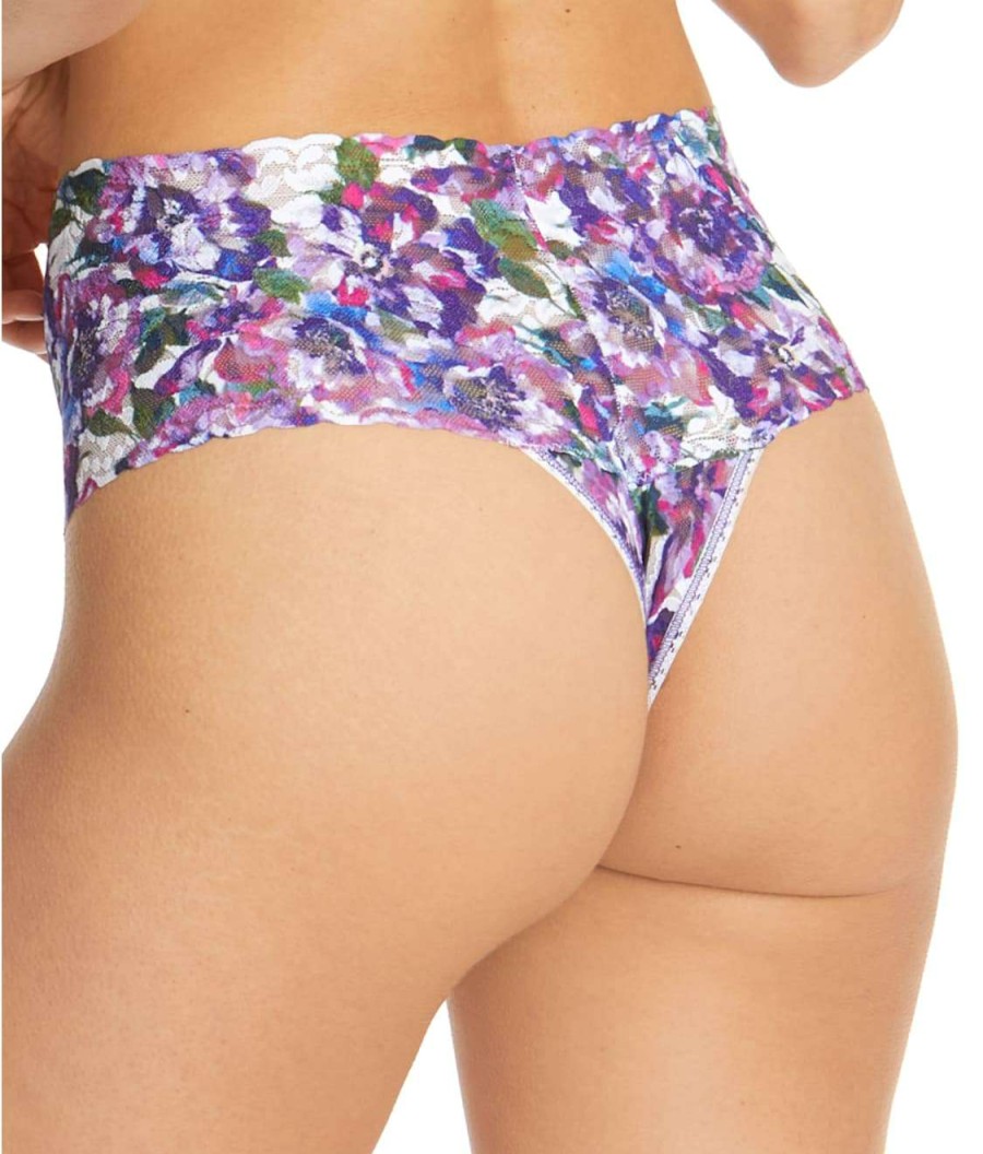 Hanky Panky Panties * | Purple Pansy Retro Thong Online Hanky Panky Purple Multi