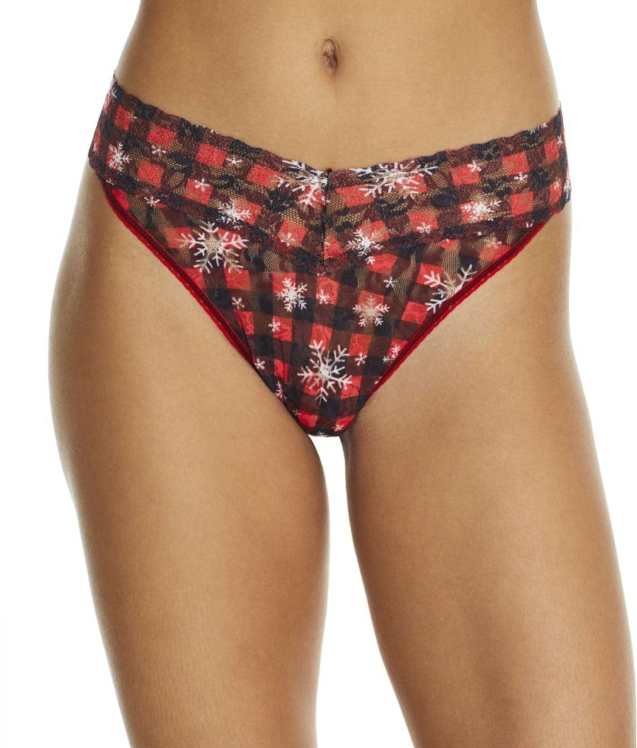 Hanky Panky Panties * | Home For The Holidays Original Rise Lace Thong Sales Hanky Panky Red Multi