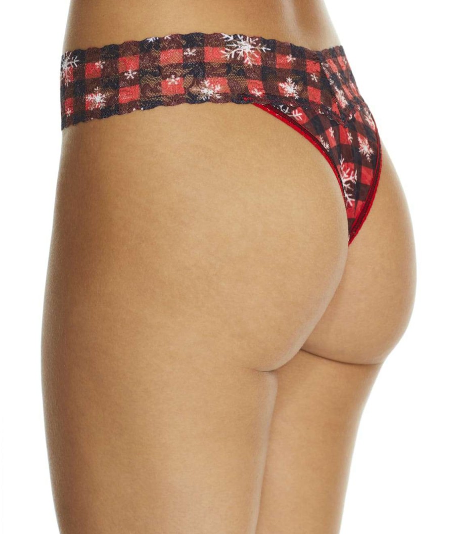 Hanky Panky Panties * | Home For The Holidays Original Rise Lace Thong Sales Hanky Panky Red Multi