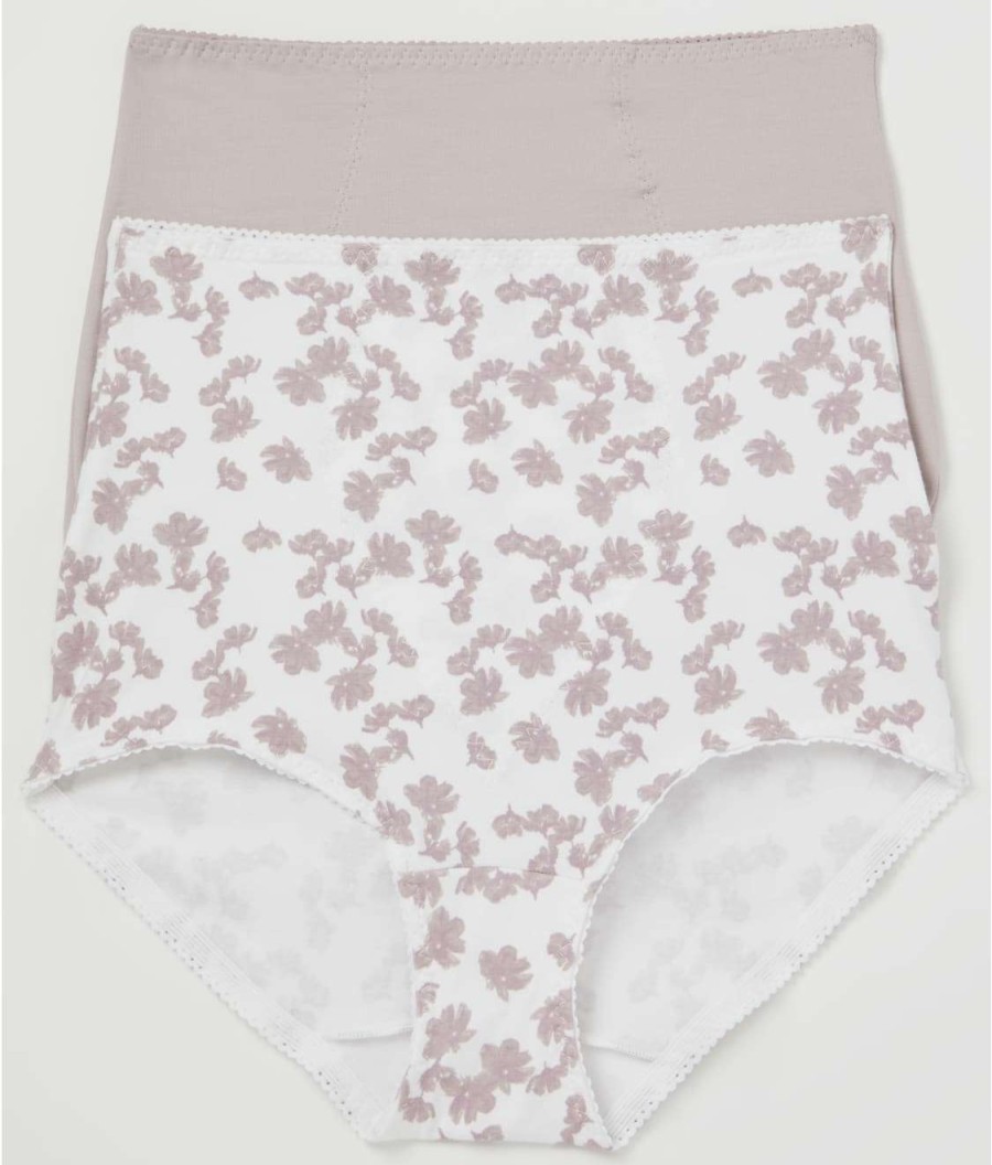 Panties * | Smoothing Cotton Brief 2-Pack Online Bali White Flower / Gloss