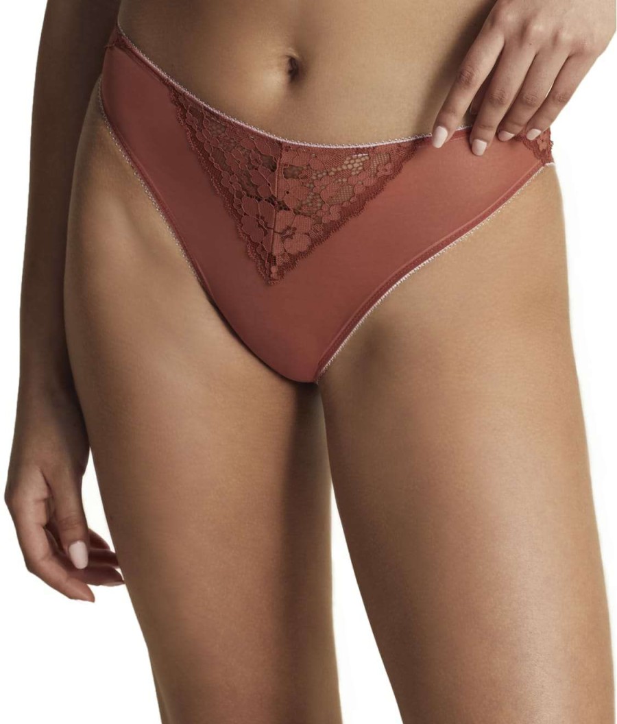 Panties * | Mesh & Lace High-Waist Bikini Discount Moi Cinnamon / Ballerina