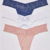 Hanky Panky Panties * | Supima Cotton Low Rise Thong 3-Pack Sales Hanky Panky White/Rosita/Indigo