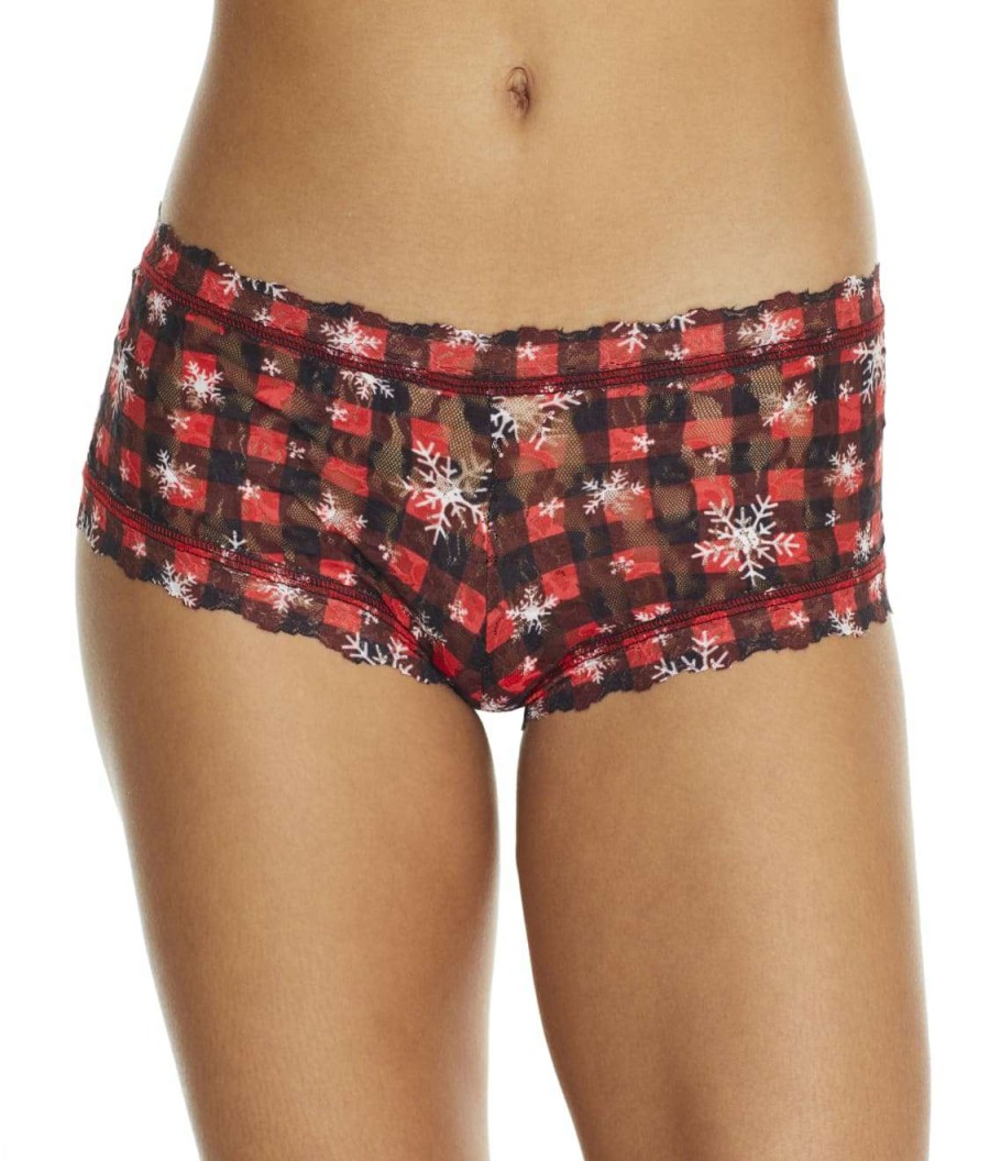 Hanky Panky Panties * | Home For The Holidays Lace Boyshort Cheap Hanky Panky Red Multi