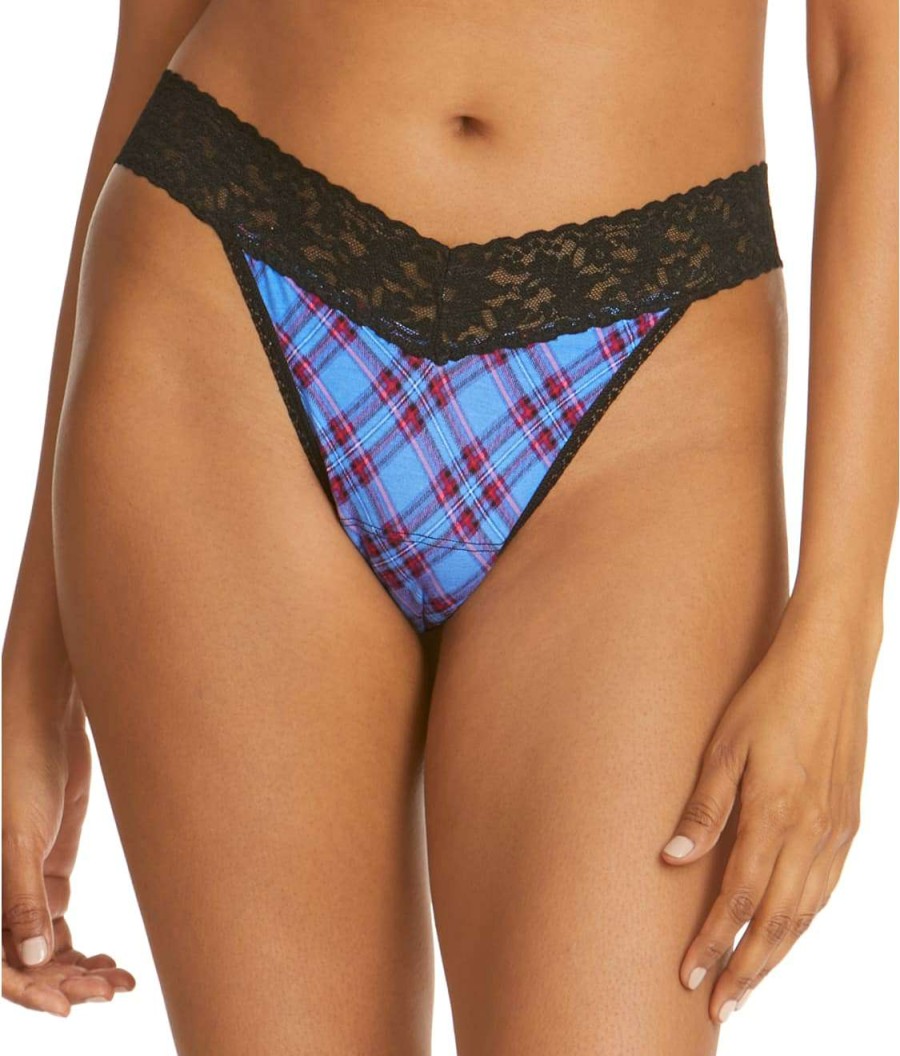 Hanky Panky Panties * | Twilight Plaid Original Rise Thong Online Hanky Panky Purple Multi