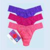 Hanky Panky Panties * | Signature Lace Original Rise Thong 3-Pack Discount Hanky Panky Purple / Ruby / Pink