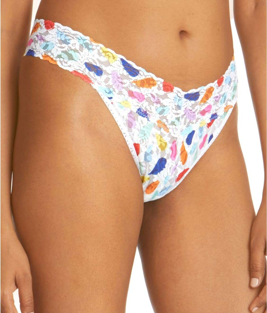 Hanky Panky Panties * | Playful Signature Lace Original Rise Thong Online Hanky Panky White Multi