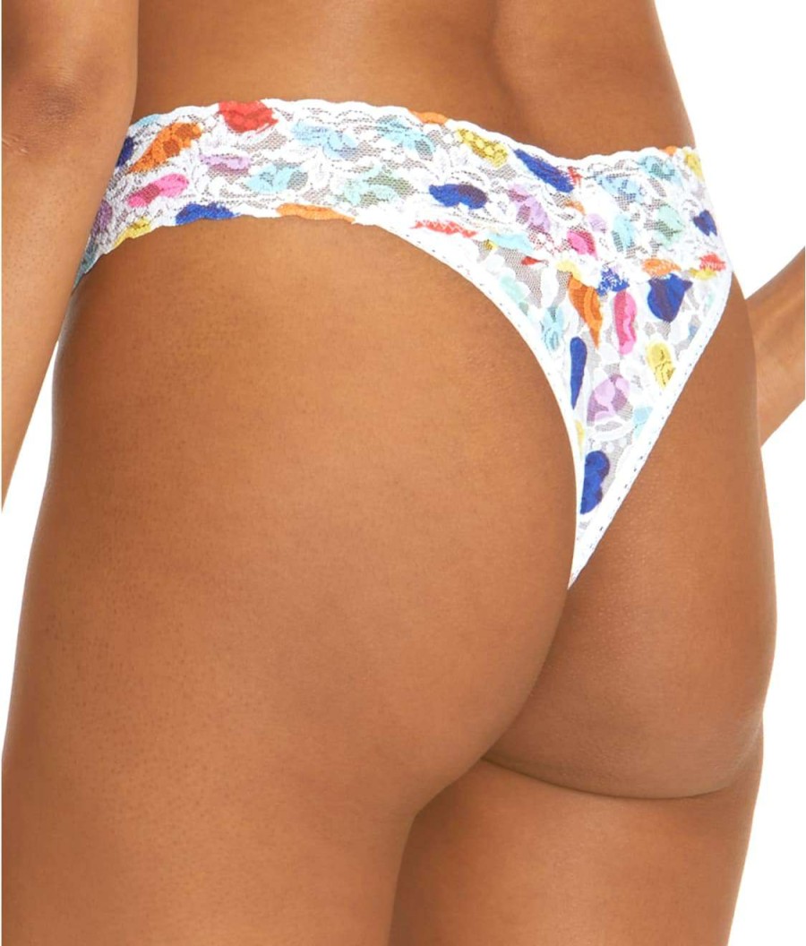 Hanky Panky Panties * | Playful Signature Lace Original Rise Thong Online Hanky Panky White Multi