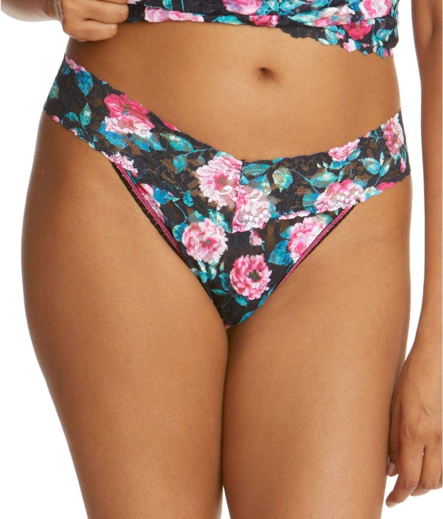 Hanky Panky Panties * | Damascus Original Rise Thong Discount Hanky Panky Black Floral