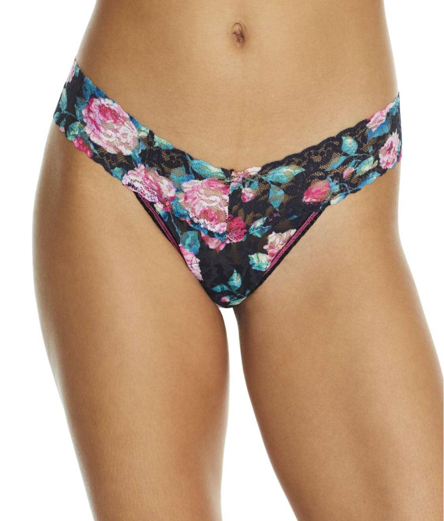 Hanky Panky Panties * | Damascus Low Rise Thong Online Hanky Panky Black Floral