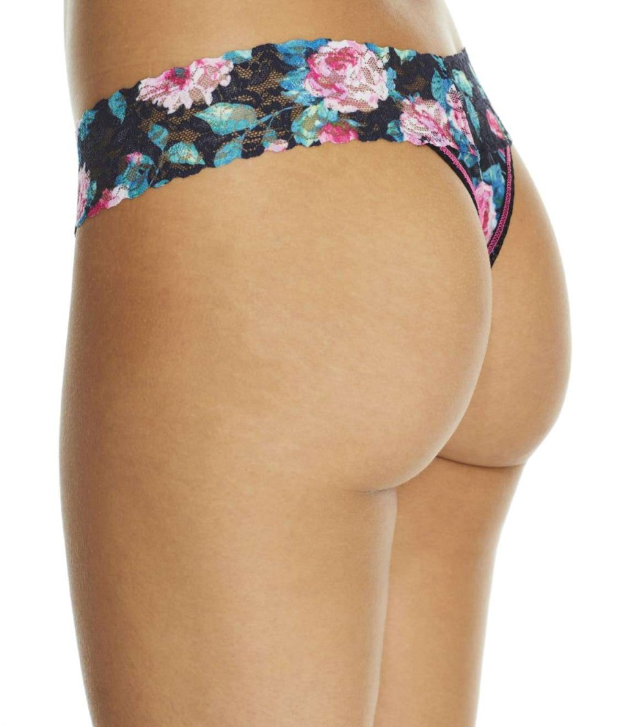 Hanky Panky Panties * | Damascus Low Rise Thong Online Hanky Panky Black Floral