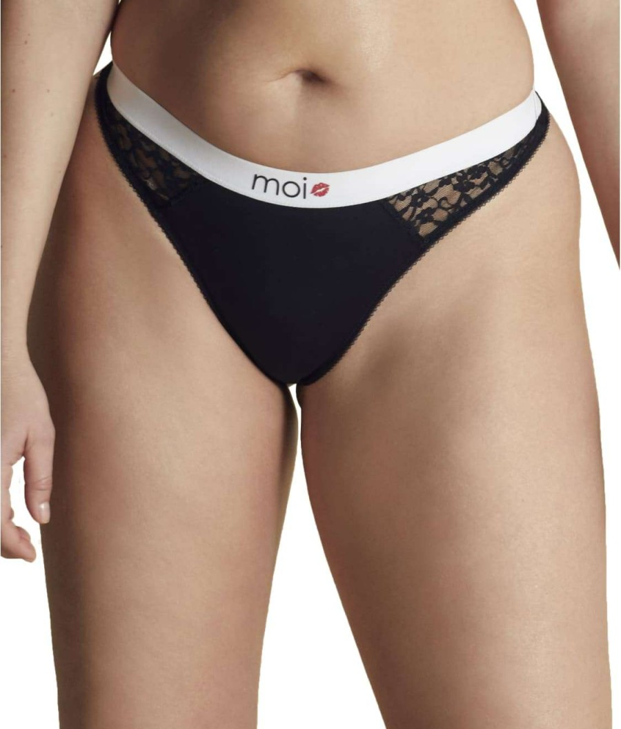 Panties * | Cotton & Lace Logo Thong Cheap Moi