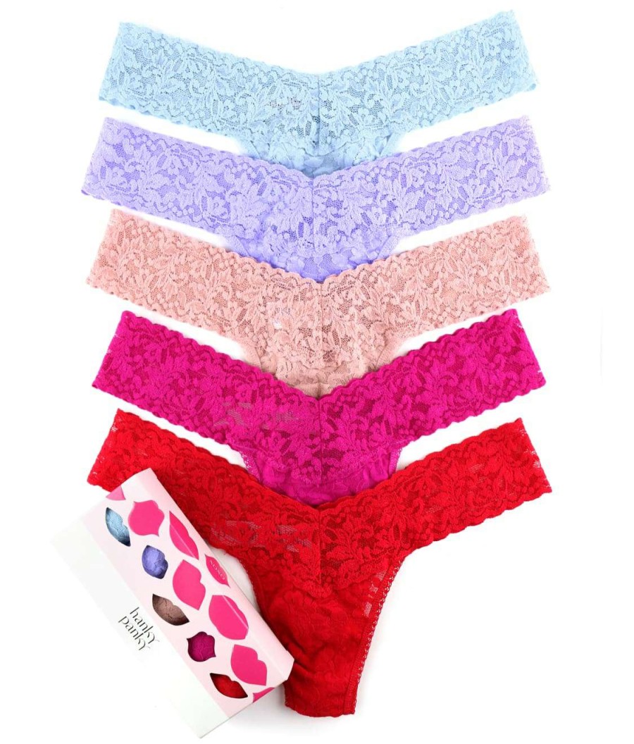 Hanky Panky Panties * | Signature Lace Low Rise Thong 5-Pack Online Hanky Panky Valentine Assorted