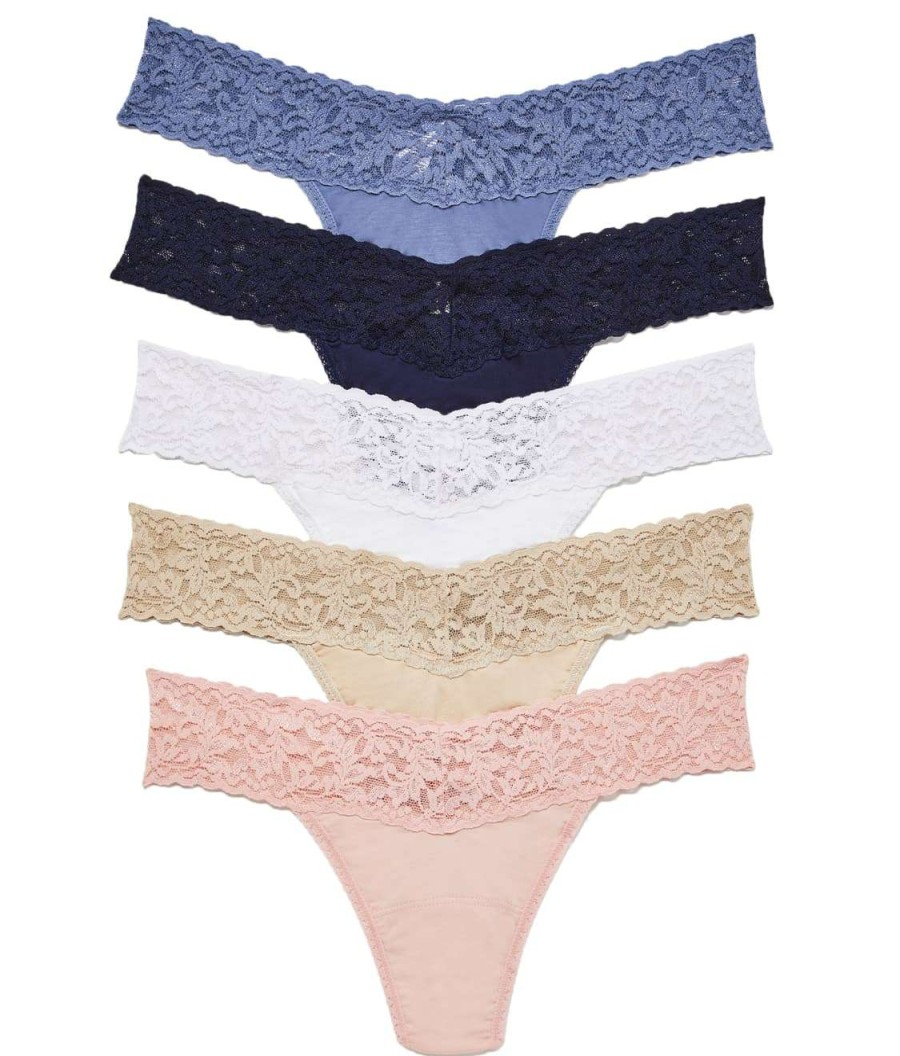 Hanky Panky Panties * | Supima Cotton Original Rise Thong 5-Pack Discount Hanky Panky Assorted Neutrals