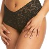 Hanky Panky Panties * | Crotchless Retro Lace Thong Cheap Hanky Panky Black