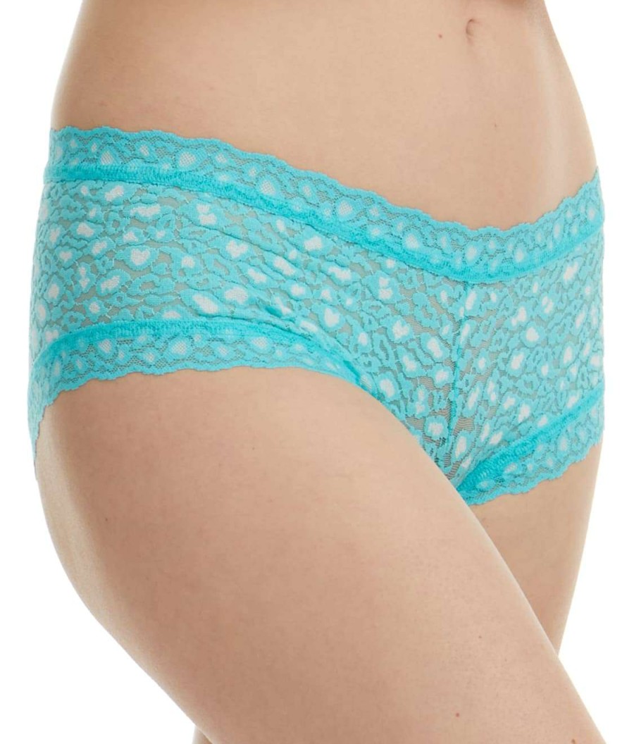 Hanky Panky Panties * | Leopard Cross-Dyed Lace Boyshort Discount Hanky Panky Turquoise / White