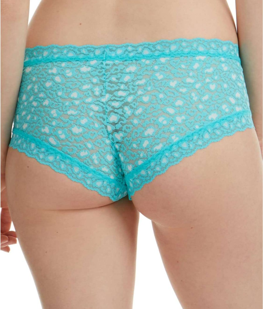 Hanky Panky Panties * | Leopard Cross-Dyed Lace Boyshort Discount Hanky Panky Turquoise / White