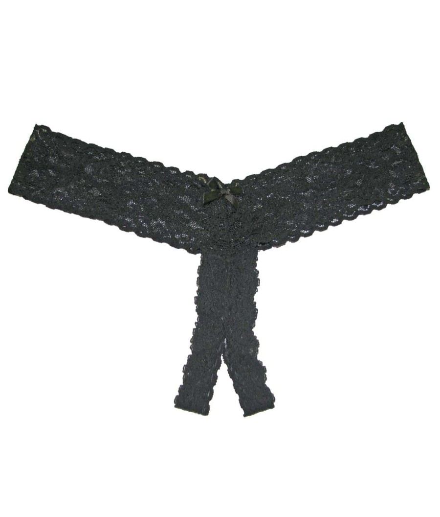 Hanky Panky Panties * | After Midnight Crotchless Thong Sales Hanky Panky Black