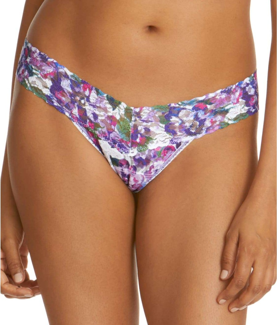 Hanky Panky Panties * | Purple Pansy Low Rise Thong Online Hanky Panky Purple Multi